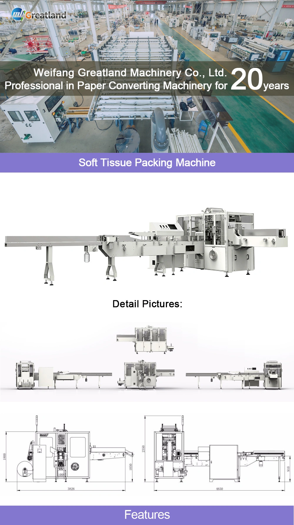 Paper Tissue Packing Machine of Facial Tissue Cutting and Packing Machine with Facial Paper Products Complete Line